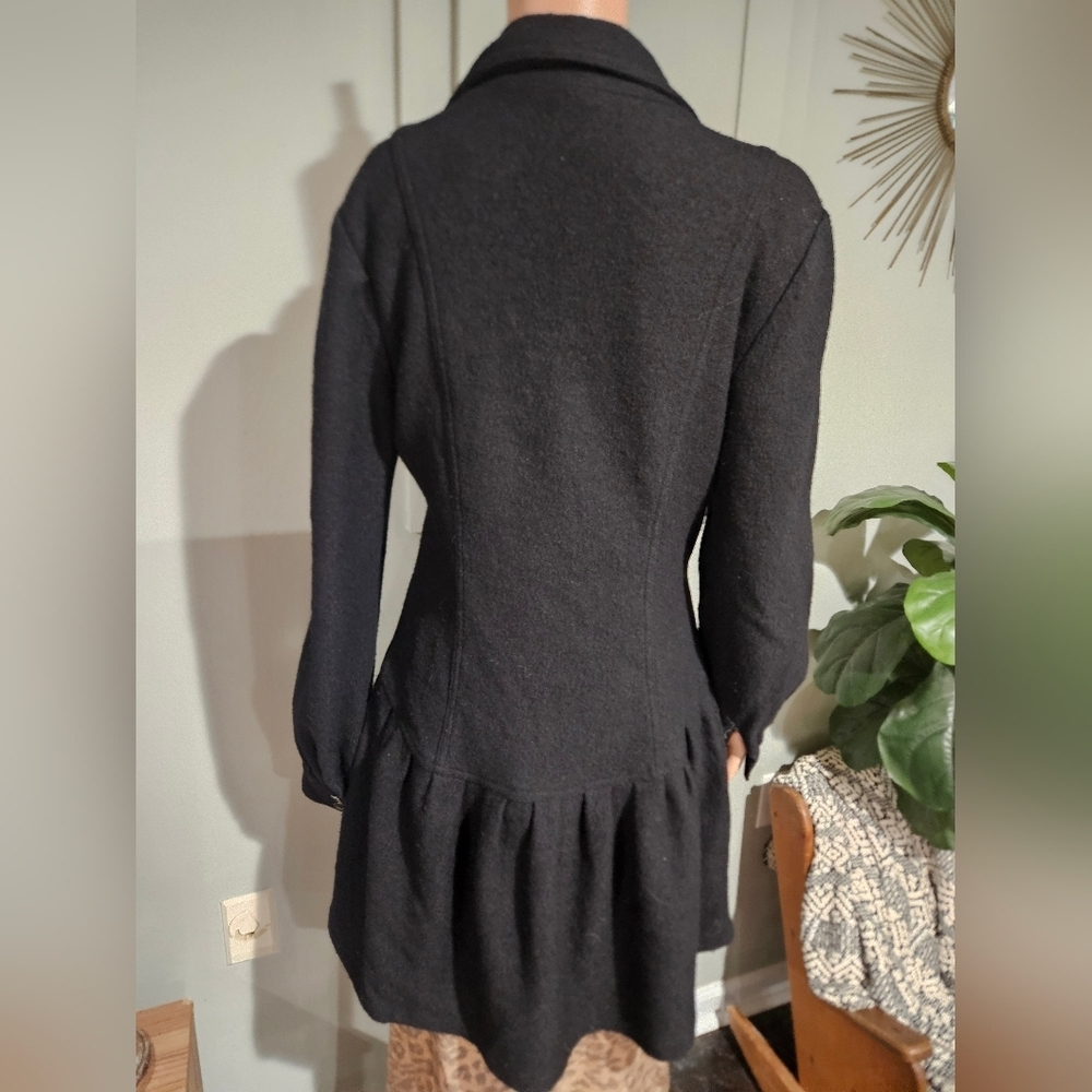 FREE PEOPLE Black Tailored Wool-Blend Double-Breasted Coat. Size Small - Picture 12 of 16